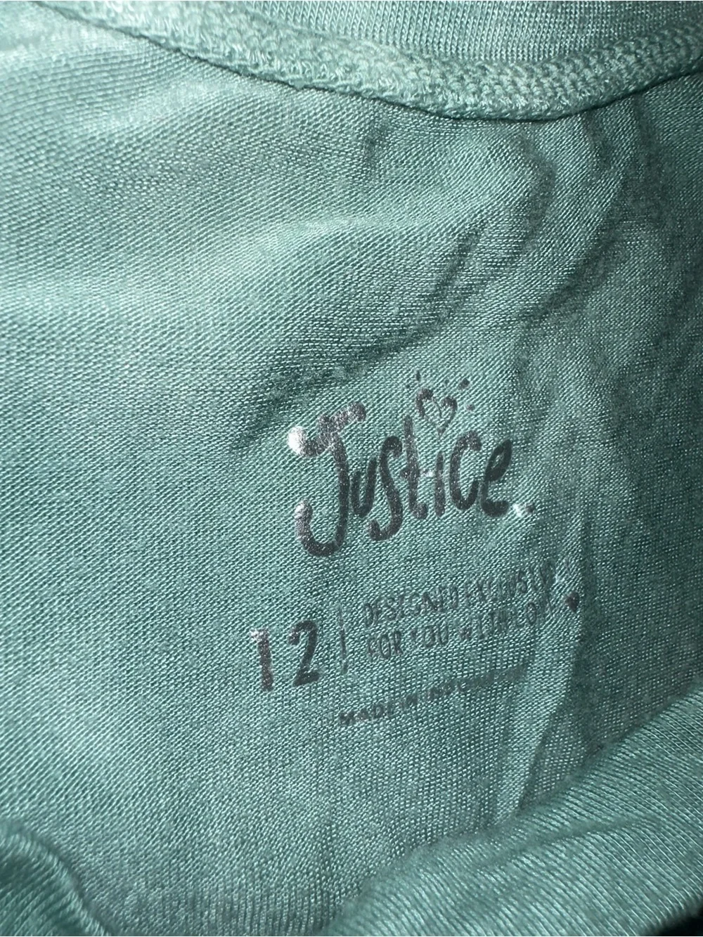 Justice Teal Crewneck Graphic Tee